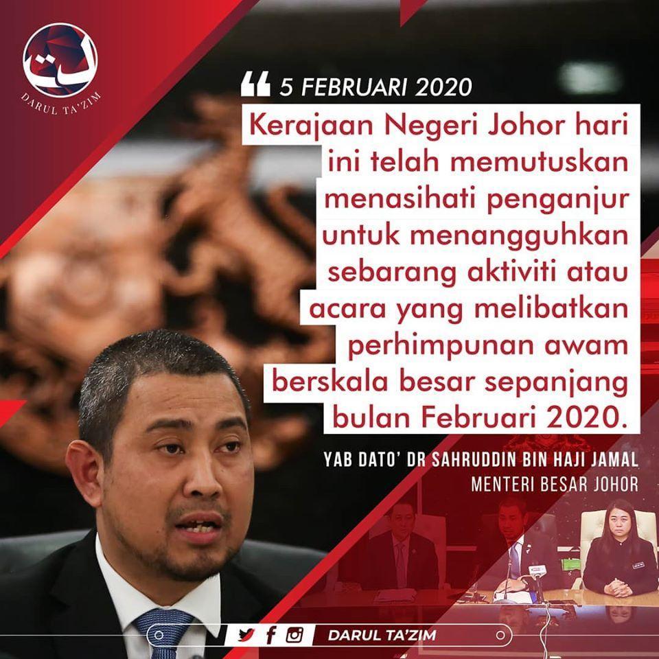 Sidang Media Yab Menteri Besar Johor Berkaitan Penangguhan Acara Serta